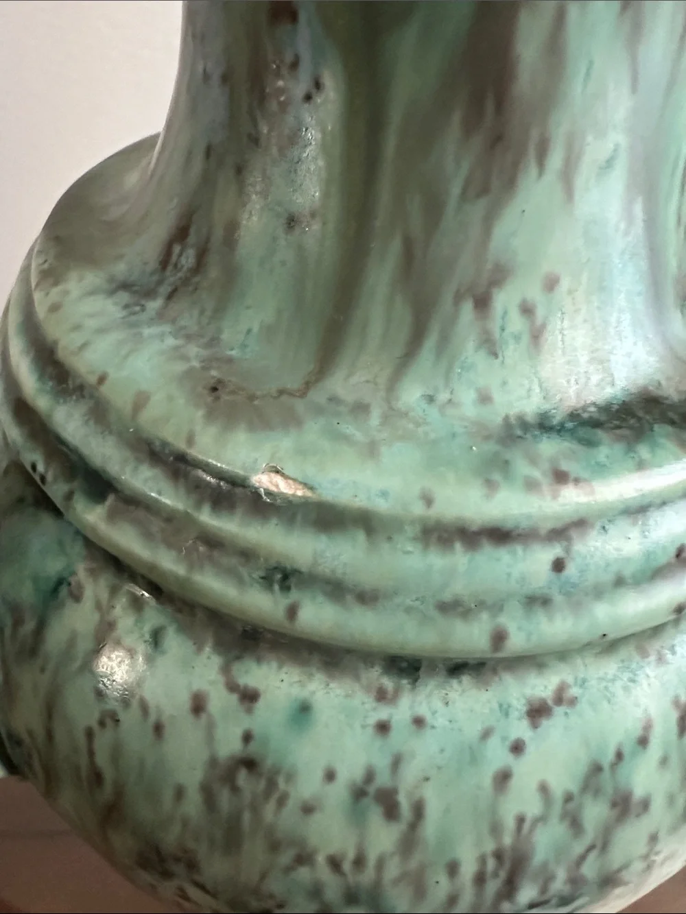 Vintage Arnold Green Speckled Ceramic Pitcher Vase